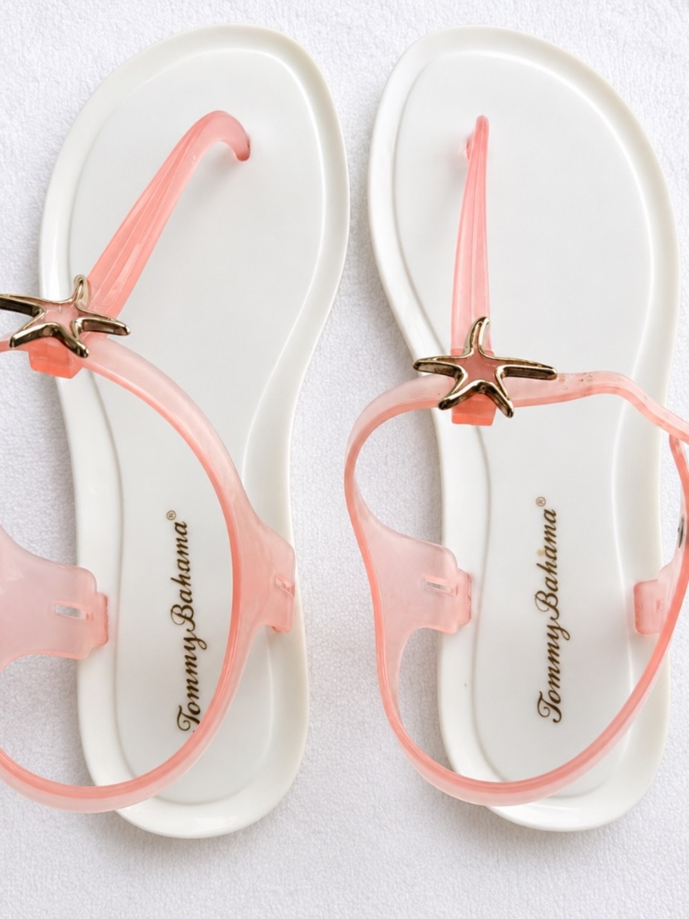 Tommy Bahama NWOT Pink Jelly Starfish Sandals White Thong Sandals Size 7 - Picture 4 of 7
